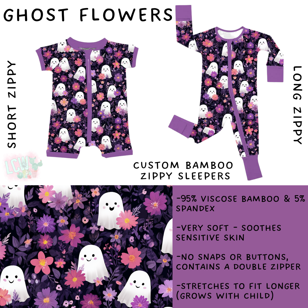 Ready to Ship - Ghost Flowers Long Zippy Sleeper - 2T & 3T