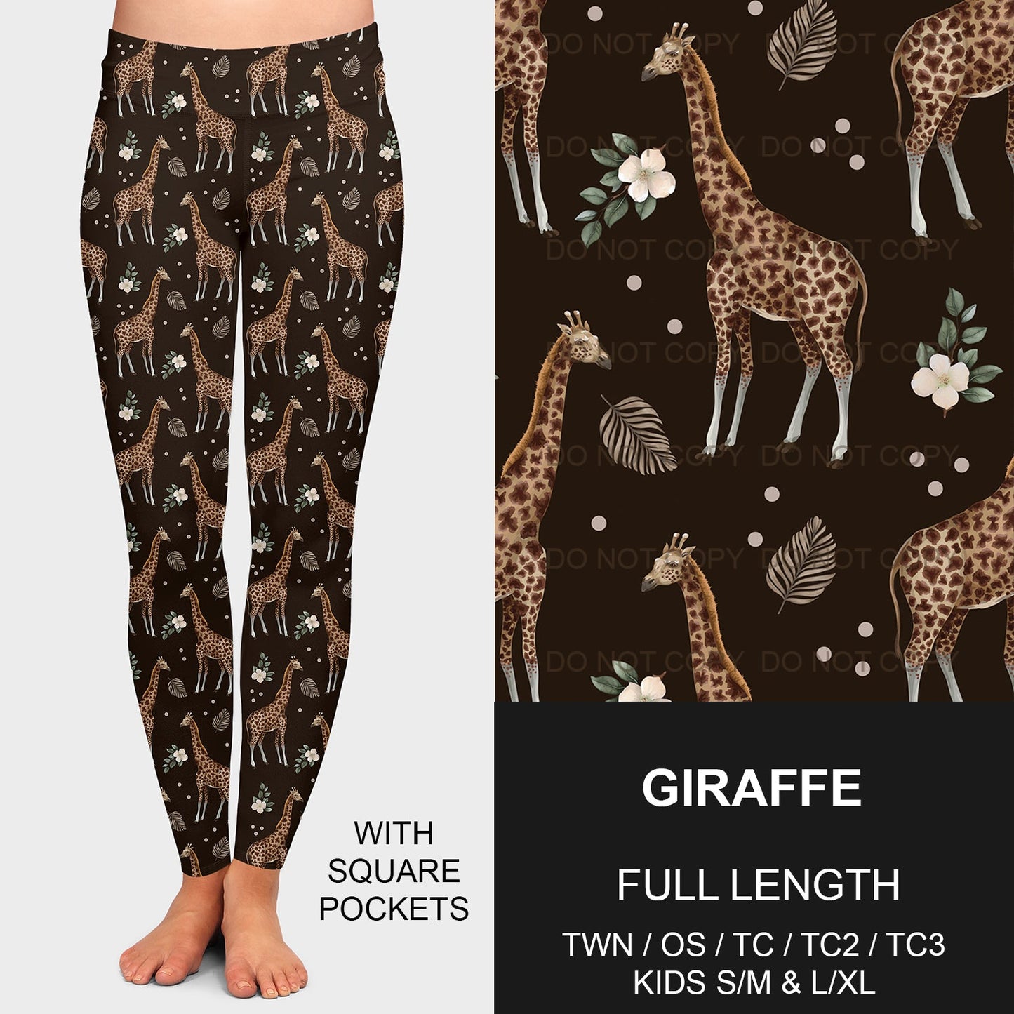 B213 - Preorder Giraffe Leggings w/ Pockets (Closes 2/16. ETA early may)