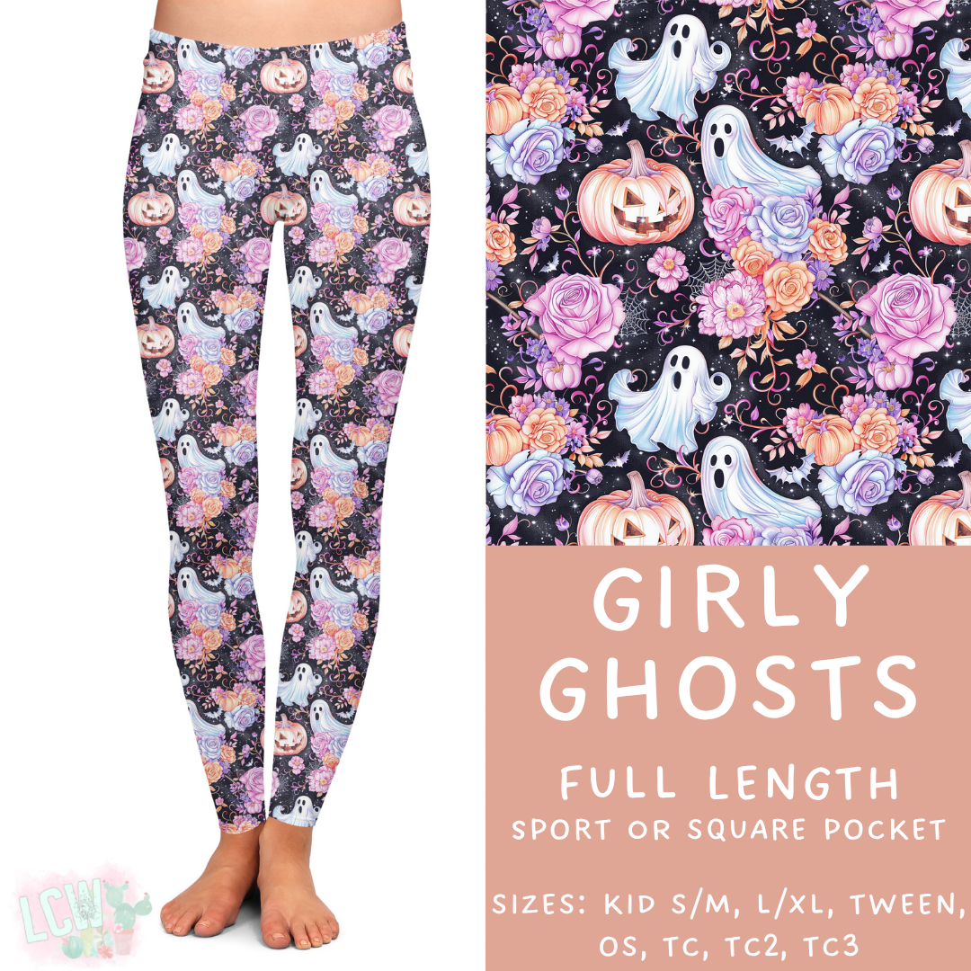 Ready To Ship - Girly Ghosts Full Length Leggings - TC Square Pocket
