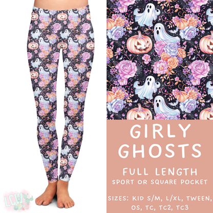 Ready To Ship - Girly Ghosts Full Length Leggings - TC Square Pocket