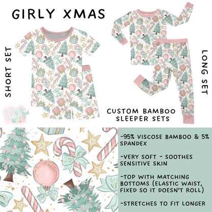 Ready to Ship - Girly Xmas Bamboo Long Sleeper Set - 4T