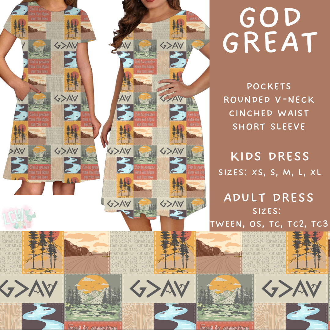 Batch #468 - Fun Run 18 - Closes 12/26 - ETA late Feb - God Great Adult & Kids Dresses