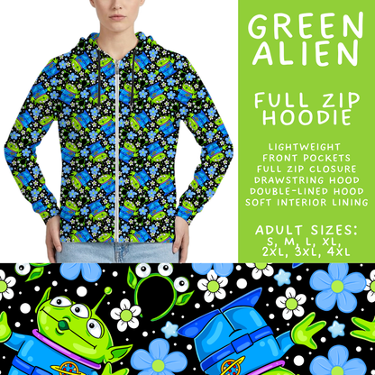 Batch #572 - Magical Faves 23 - Closes 8/19 - ETA mid October - Green Alien Full Zip Hoodie