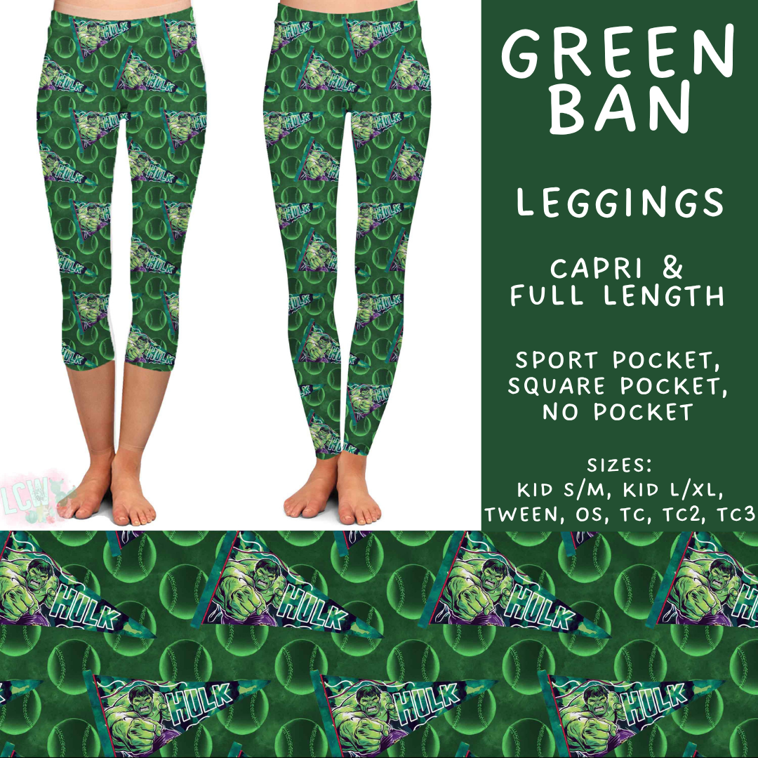 Batch #542 - Pennant Banner Collection - Closes 6/12 - ETA mid August - Green Ban Full and Capri Length Leggings