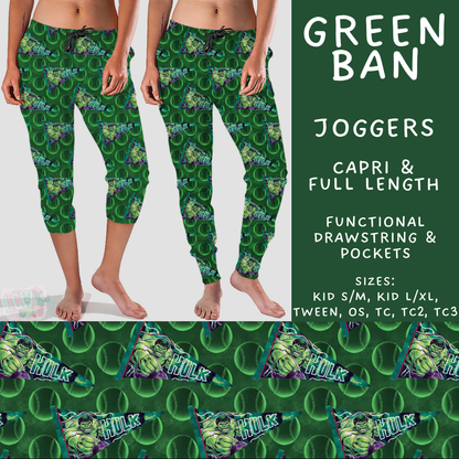 Batch #542 - Pennant Banner Collection - Closes 6/12 - ETA mid August - Green Ban Full and Capri Length Joggers