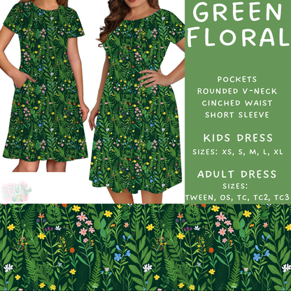 Batch #293 - Earth Day - Closes 2/24 - ETA early/mid April - Green Floral Adult & Kids Dresses