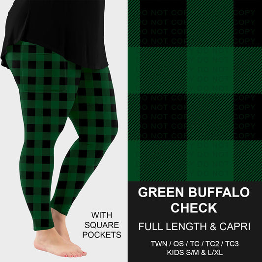 B268 - Preorder Green Buffalo Check Leggings w/ Pockets (Closes 12/28. ETA: mid Feb.)