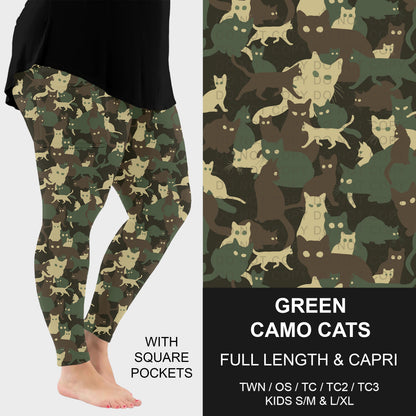B310 - Preorder Green Camo Cats Leggings w/ Pockets (Closes 8/30. ETA: late Oct.)