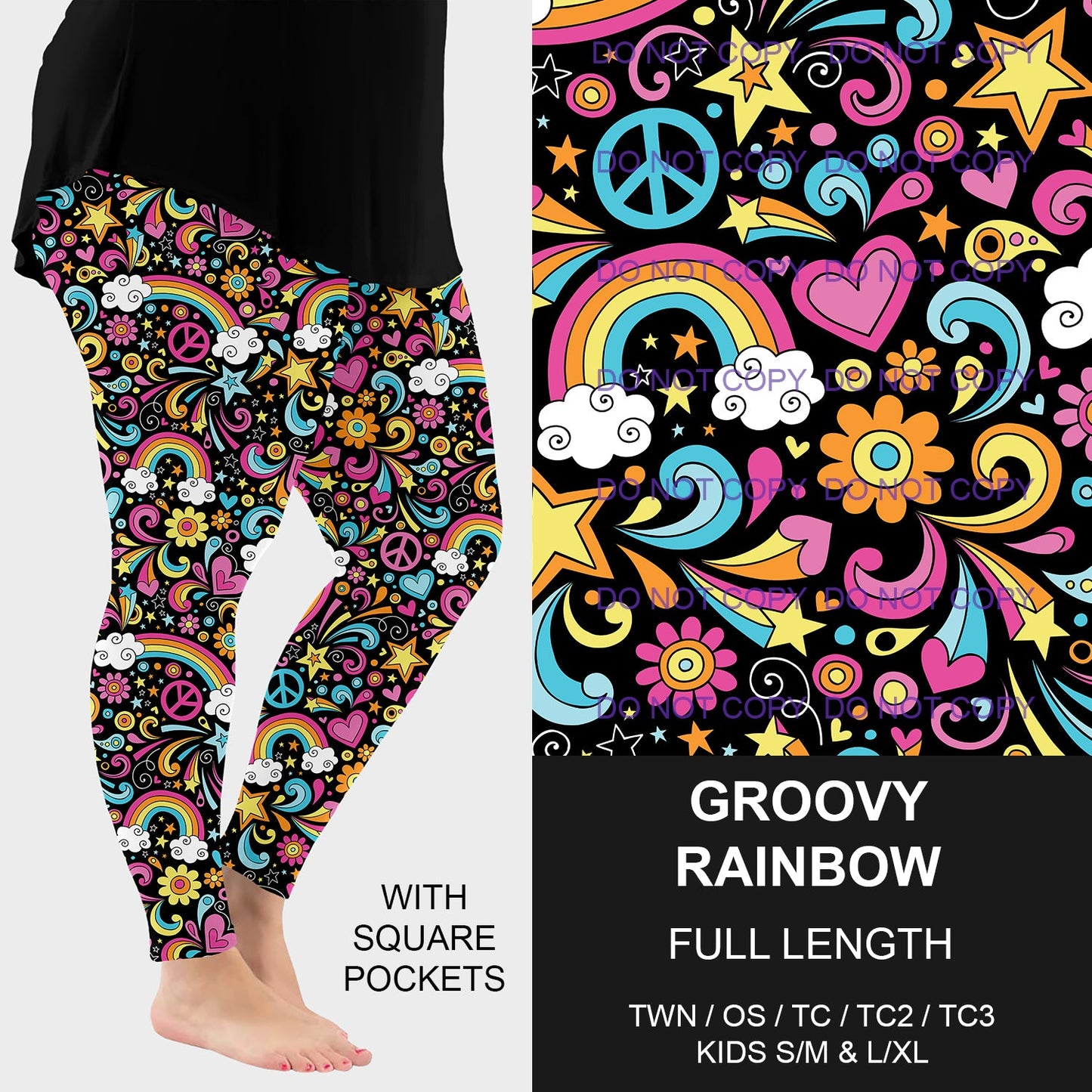 B214 - Preorder Groovy Rainbow Leggings w/ Pockets (Closes 2/23. ETA mid may)