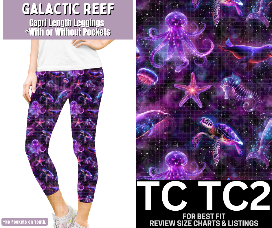 Galactic Reef Capri Length Leggings w/ Pockets