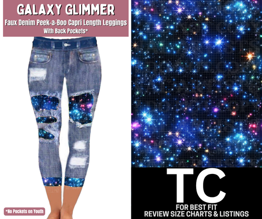 Galaxy Glimmer Capri Faux Denim Peekaboo