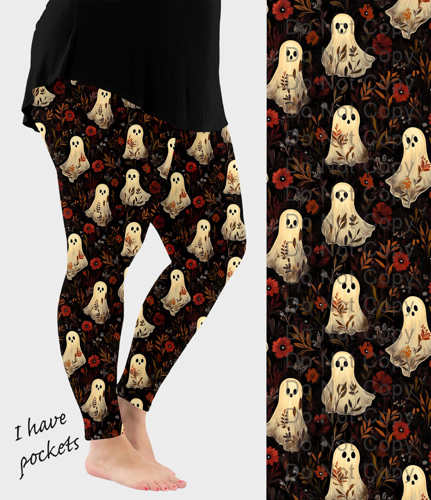 RTS - Ghostly Meadow Leggings w/ Pockets