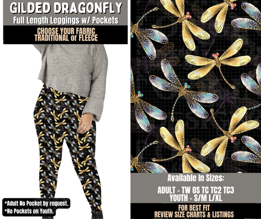 Preorder! Closes 10/28. ETA Jan. Gilded Dragonfly Leggings Choose Fleece or Traditional