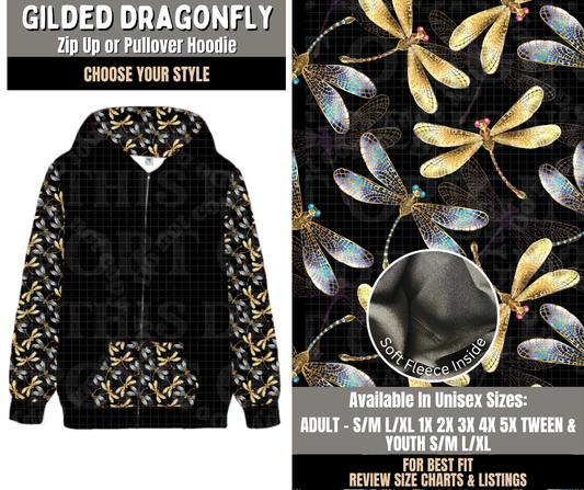 Preorder! Closes 10/28. ETA Jan. Gilded Dragonfly Zip-Up or Pullover Hoodie