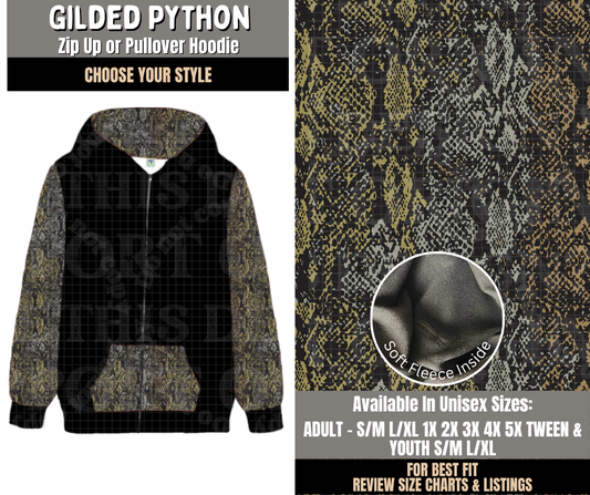 Preorder! Closes 10/28. ETA Jan. Gilded Python Zip-Up or Pullover Hoodie