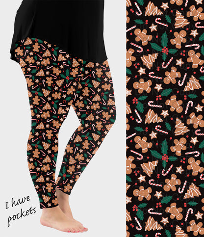 RTS - Gingerbread Christmas Leggings w/ Pockets