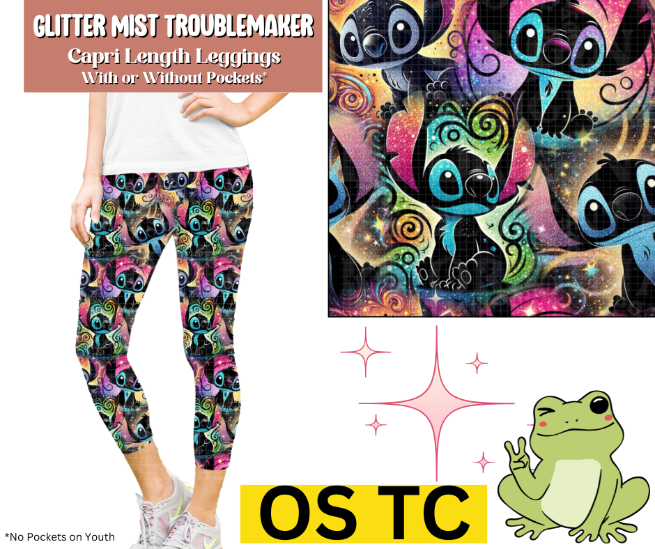 Glitter Mist Troublemaker Capri Length Leggings w/ Pockets