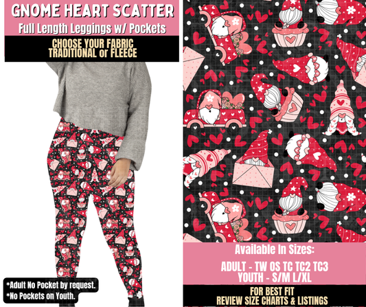 Preorder! Closes 10/15. ETA Jan. Gnome Heart Scatter Valentine Leggings Choose Fleece or Traditional