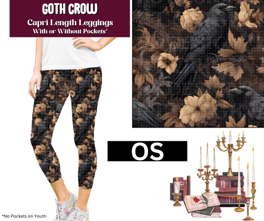 Goth Crow Capri Length Leggings w/ Pockets