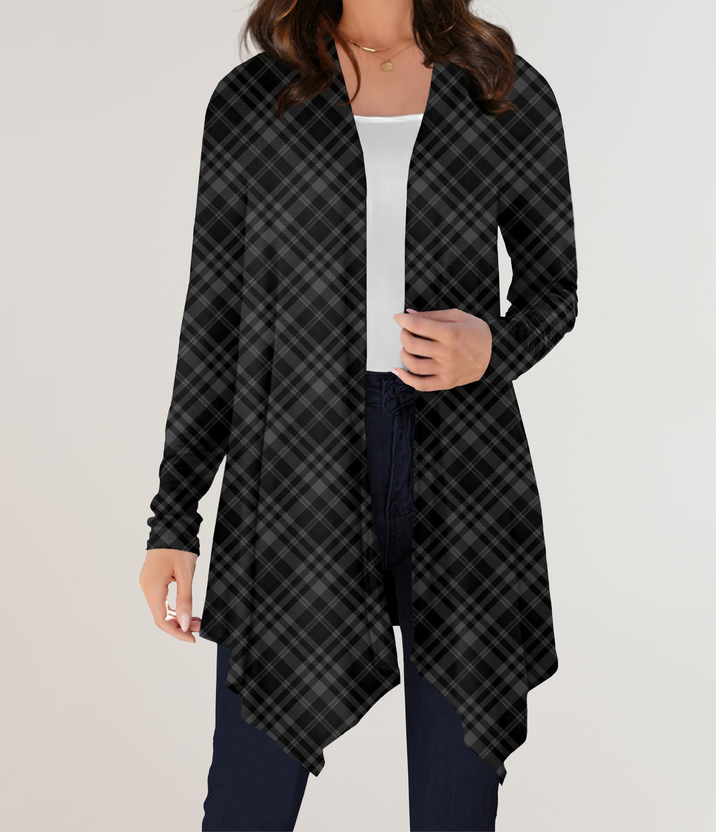 RTS - Gray Plaid Cardigan w/ Pockets