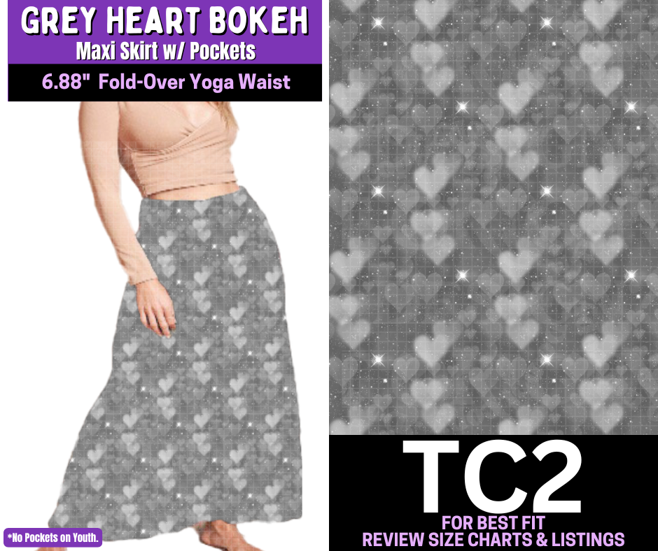 Grey Heart Bokeh Maxi Skirt