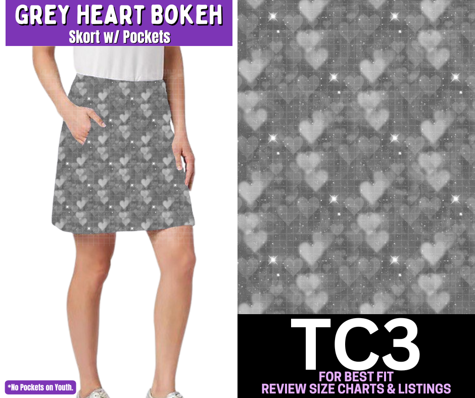 Grey Heart Bokeh Skort