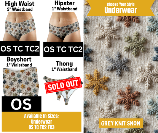 Grey Knit Snow Hipster, High Waist, Boyshort Underwear