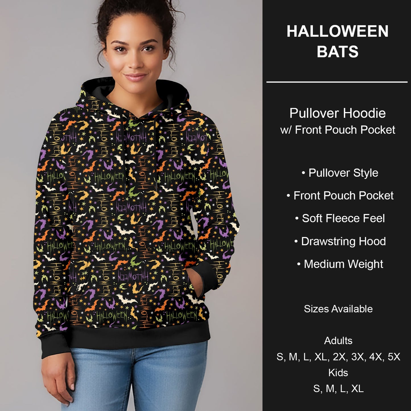 B295 - Preorder Halloween Bats Pullover Hoodie (Closes 6/14. ETA late Aug.)