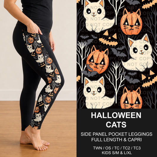 B295 - Preorder Halloween Cats Side Panel Pocket Leggings (Closes 6/14. ETA: late Aug.)