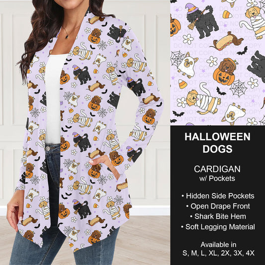B245 - Preorder Halloween Dogs Cardigan w/ Pockets (Closes 8/10. ETA: early Oct.)