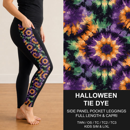 B295 - Preorder Halloween Tie Dye Side Panel Pocket Leggings (Closes 6/14. ETA: late Aug.)