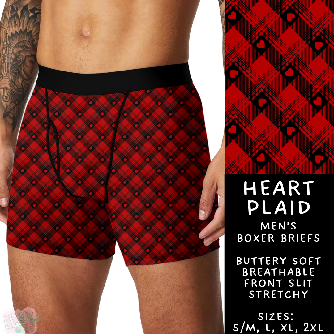 Batch #612 - Valentine's Matching Underwear - Closes 11/11 - ETA mid Jan - Heart Plaid Men's Boxer Briefs