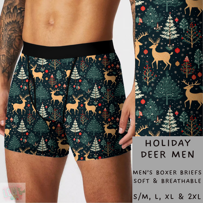 Ready To Ship - Holiday Deer Mens Boxer Briefs - S/M