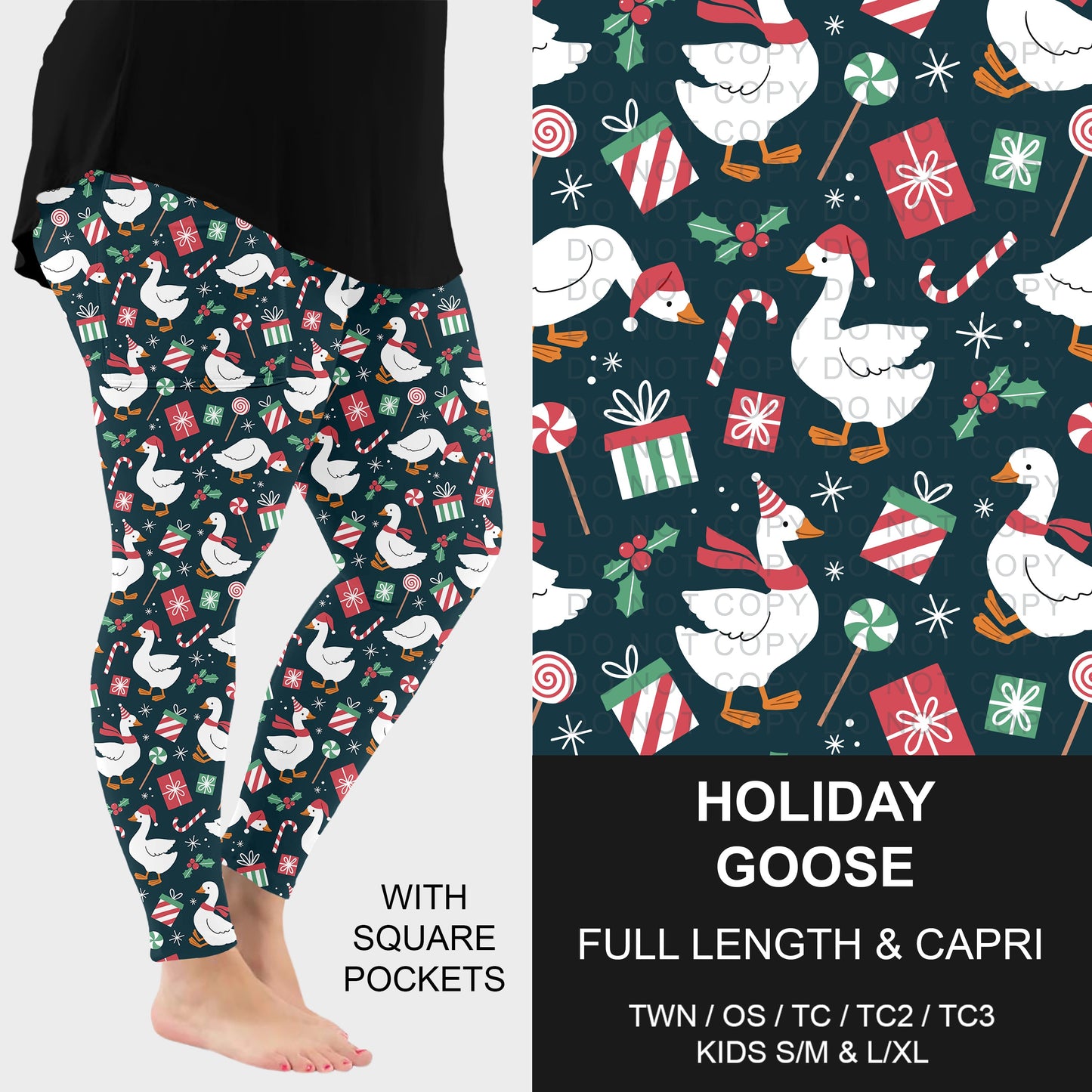 B312 - Preorder Holiday Goose Leggings w/ Pockets (Closes 9/13. ETA: mid Nov.)