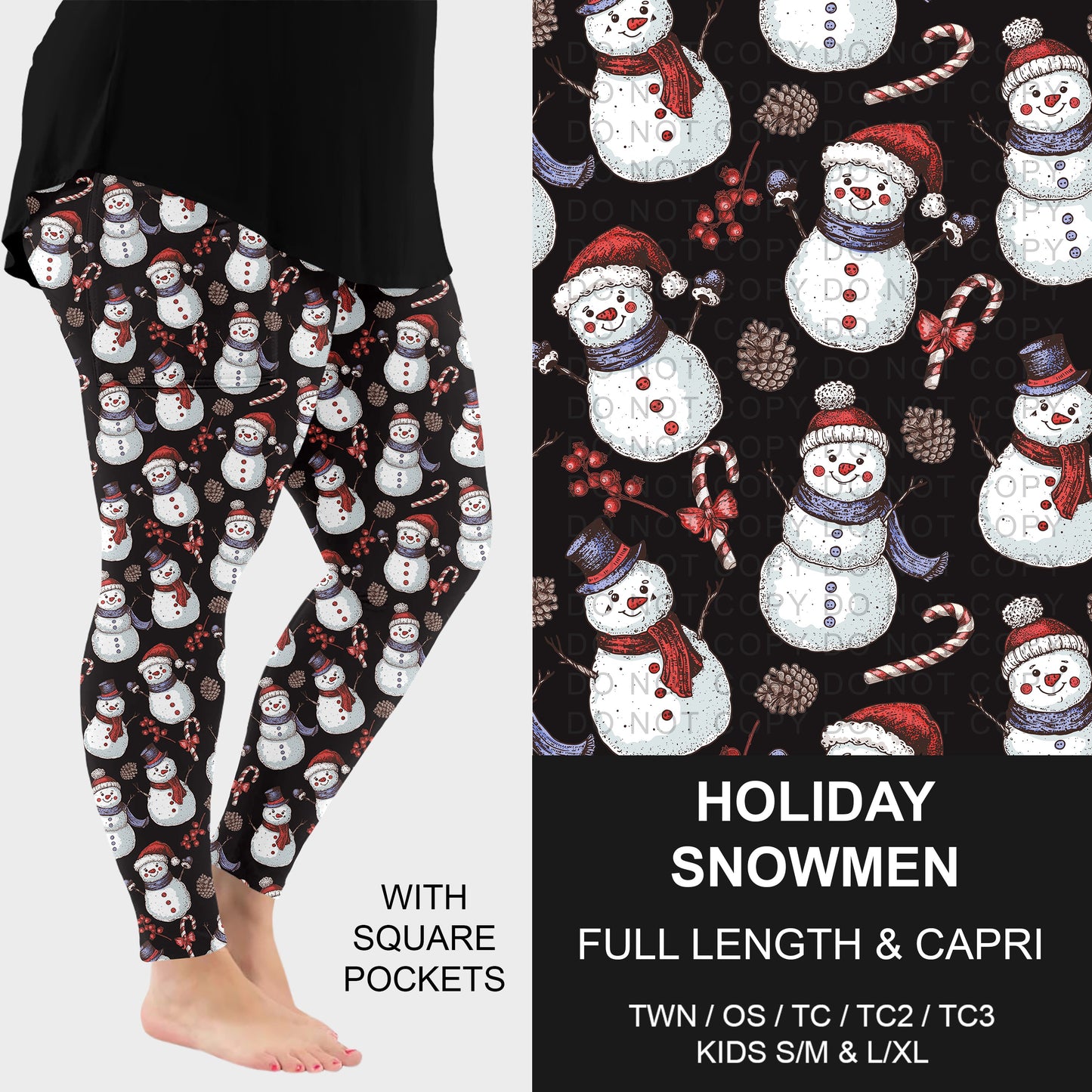 B311 - Preorder Holiday Snowmen Leggings w/ Pockets (Closes 9/06. ETA: mid Nov.)