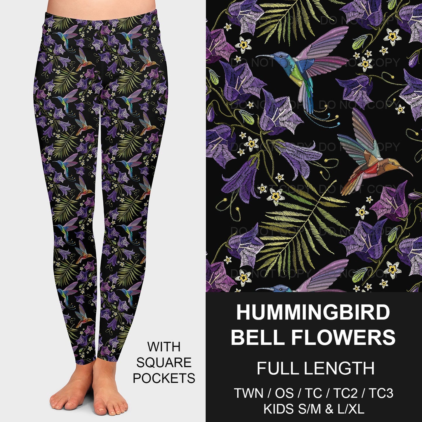 B213 - Preorder Hummingbird Bell Flowers Leggings w/ Pockets (Closes 2/16. ETA early may)