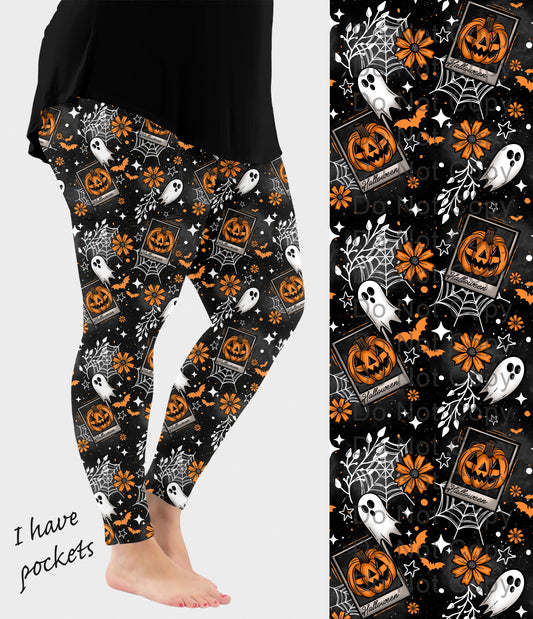 RTS - Halloween Card Leggings with Pockets
