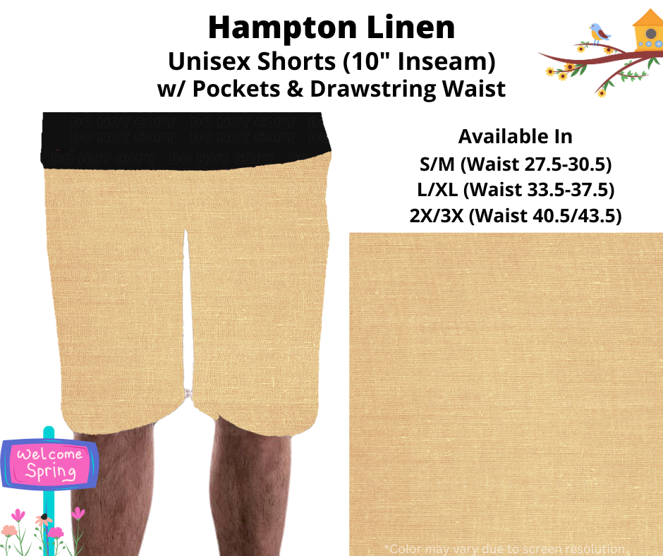 Preorder! Closes 1/8. ETA April. Hampton Linen Unisex Shorts