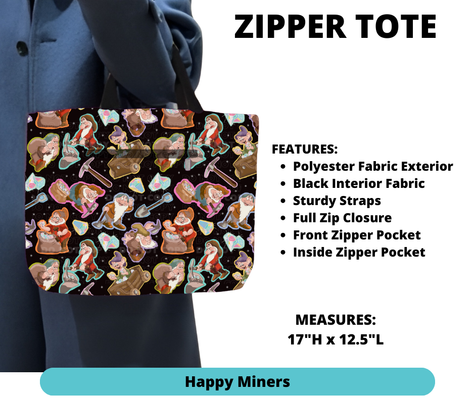 Happy Miners Zipper Tote