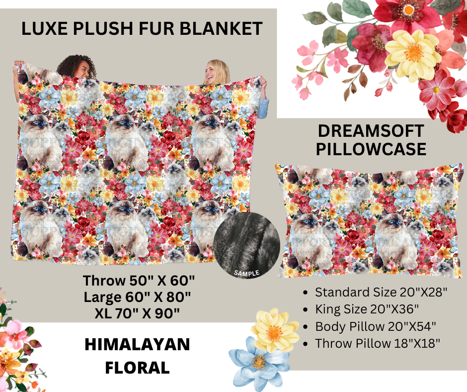 Preorder! Closes 2/24. ETA May. Himalayan Floral Luxe Plush Fur Blanket and/or DreamSoft Pillowcase