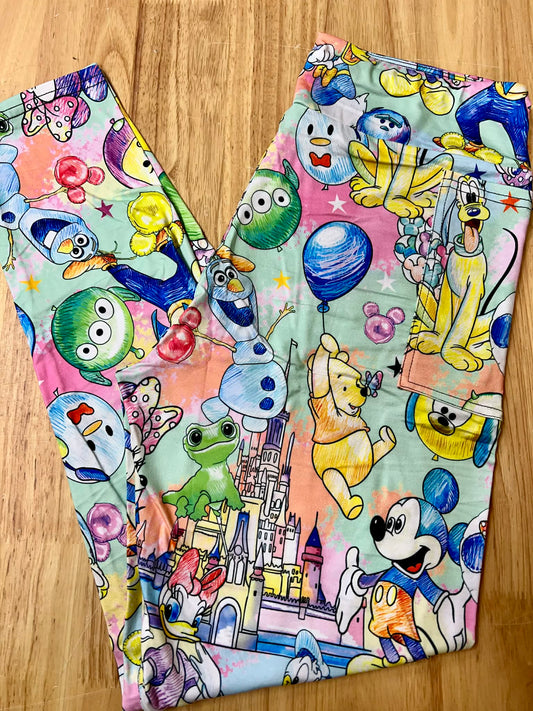 RTS - Colorful Characters Biker/Capris/Leggings with High Side Pockets