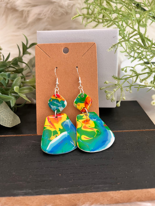 Dangle Mokume Gane Hook Earrings