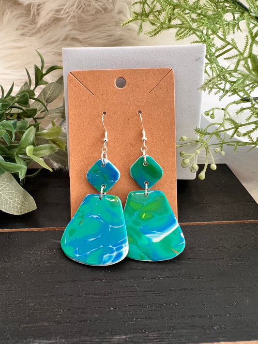 Dangle Mokume Gane Hook Earrings