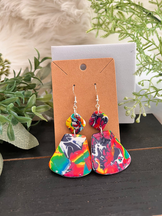 Dangle Mokume Gane Hook Earrings