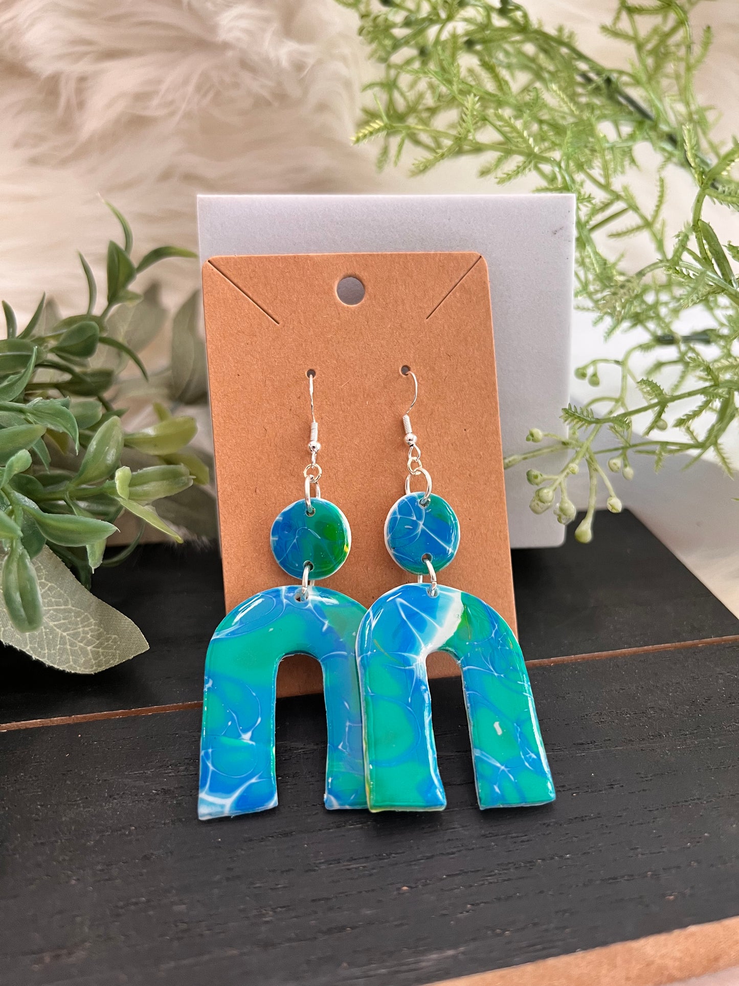 Arch Mokume Gane Hook Earrings