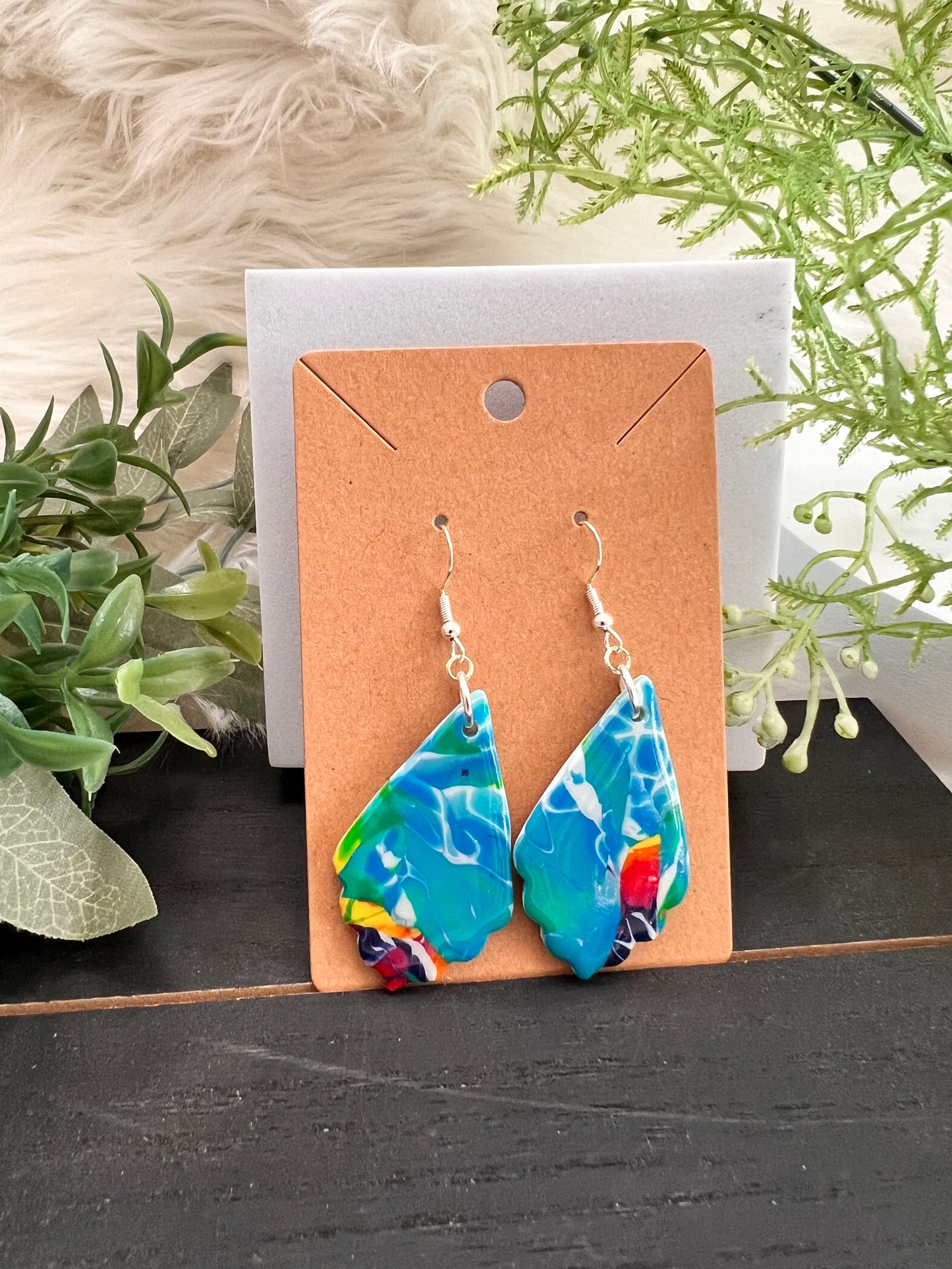 Teardrop Mokume Gane Hook Earrings