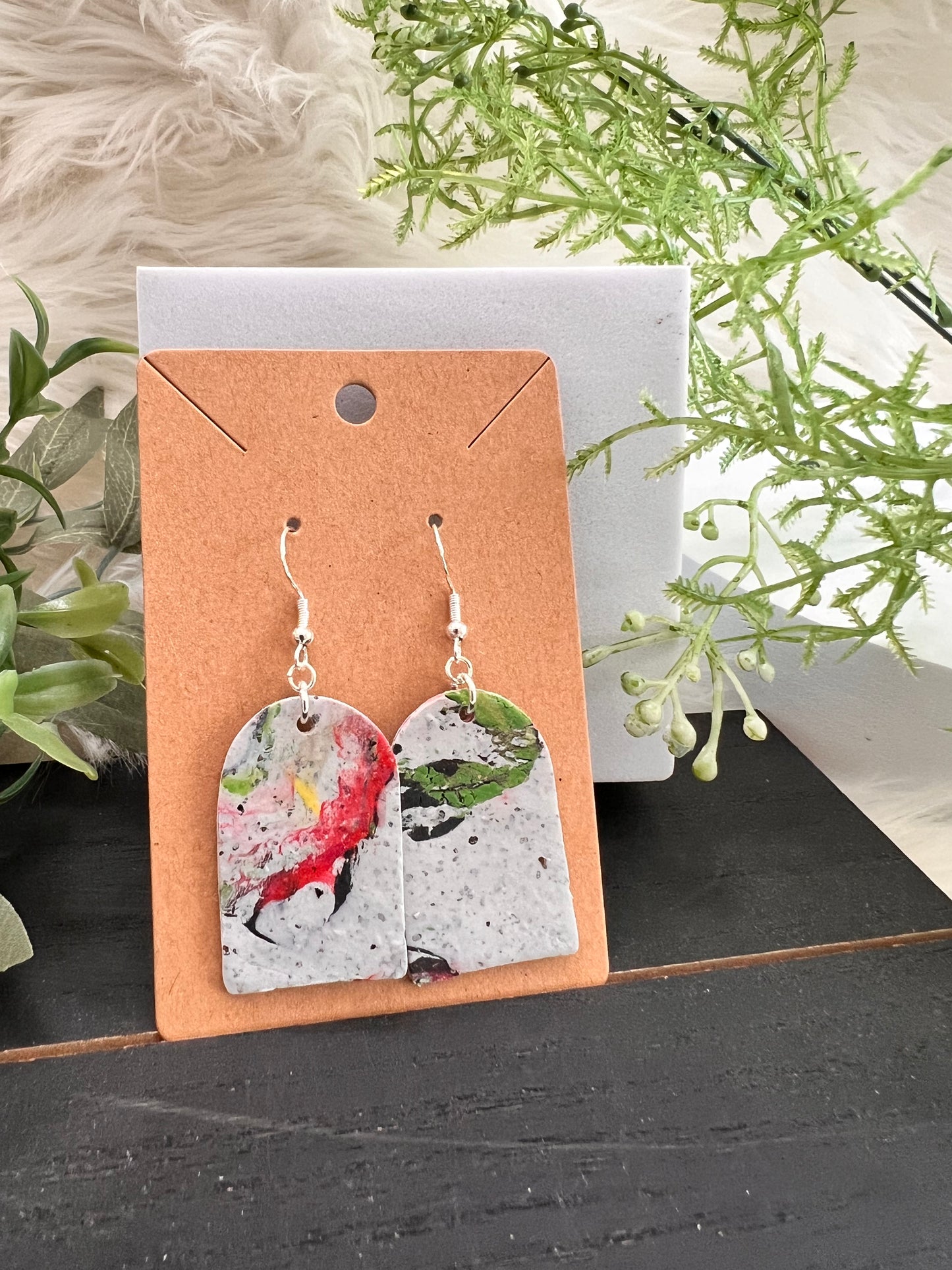 Abstract Stone Hook Earrings