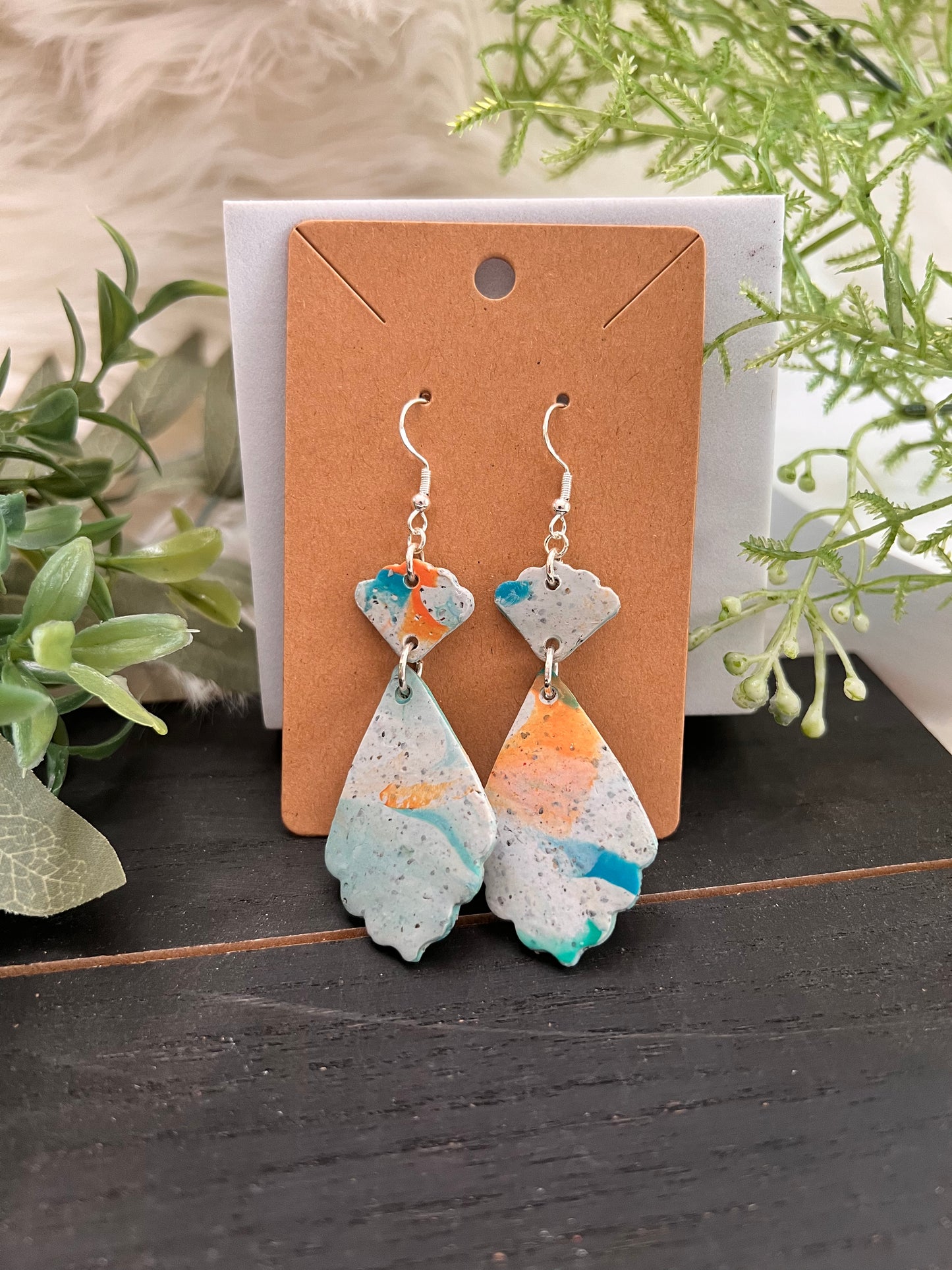 Caribbean Stone Swirl Hook Earrings