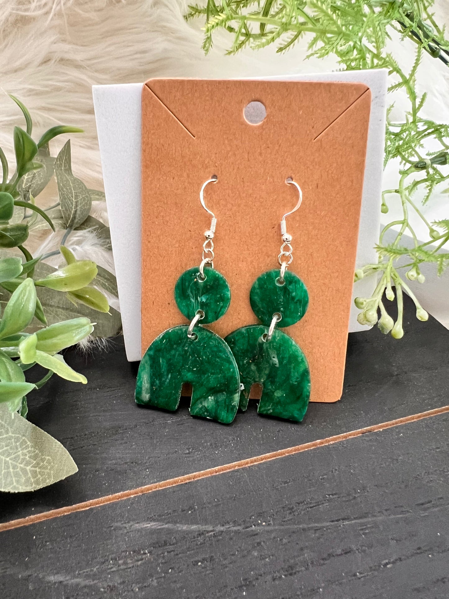 Mini Green Arch Hook Earrings