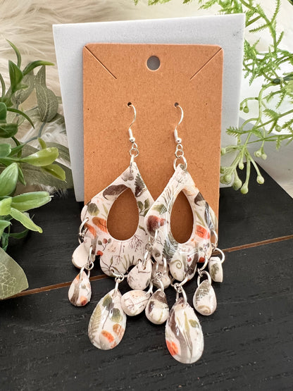 Mushroom Print Hook Earrings